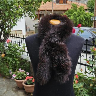 Real Fur Fox Scarf in brown color