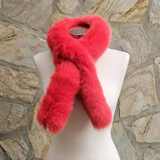 Real Fur Fox Scarf in red color