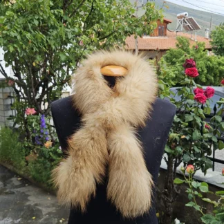 Real Fur Fox Scarf in beige color