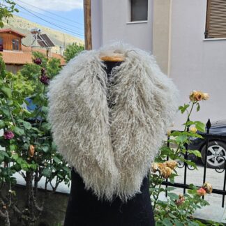 Real Mongolian Fur Collar in beige color
