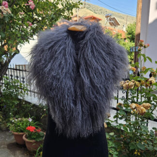 Real Mongolian Fur Collar in gray color
