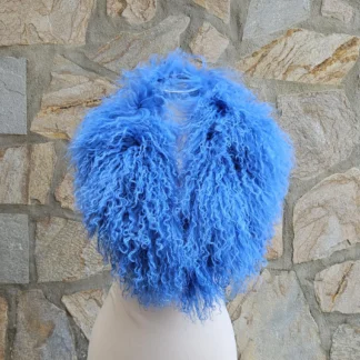 Real Mongolian Fur Collar in blue color