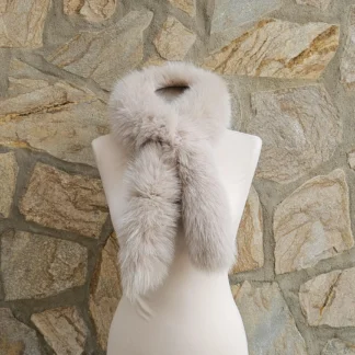 Real Fur Fox Scarf in beige color
