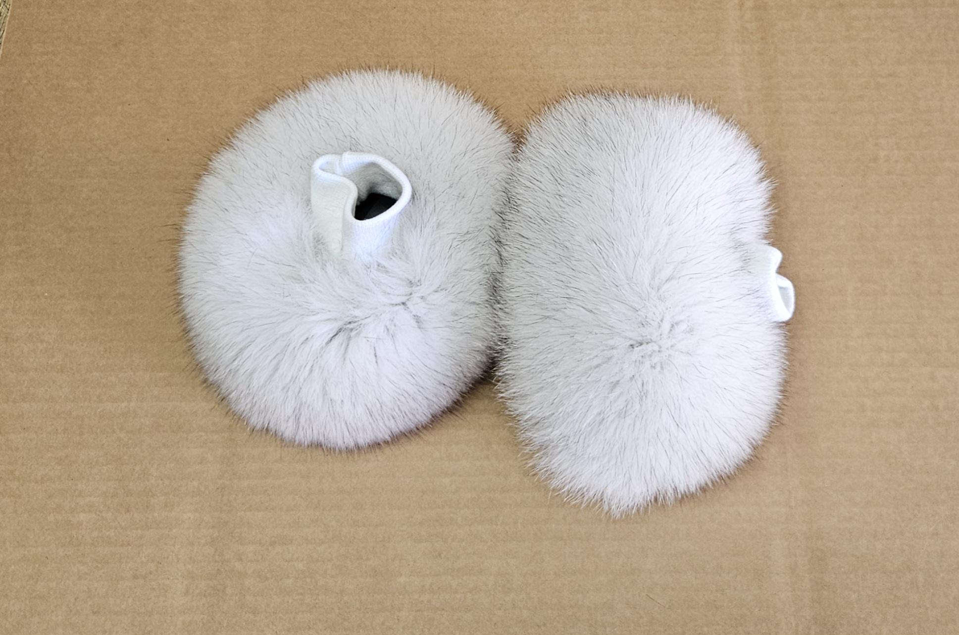 Real Fur Fox Cuffs in white color
