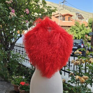 Real Mongolian Fur Collar in red color