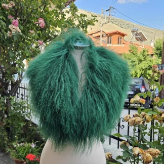 Real Mongolian Fur Collar in green color
