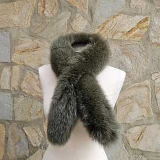 Real Fur Fox Scarf in green color