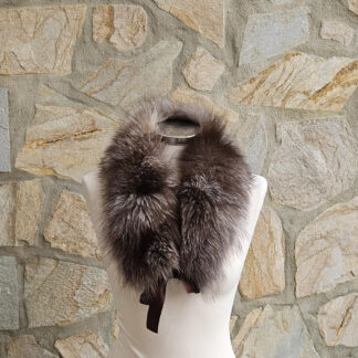 Real Fox Fur Collar with ribbon in crystal color