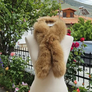 Real Fur Fox Scarf in beige color