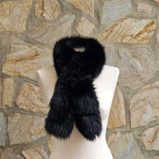 Real Fur Fox Scarf in black color