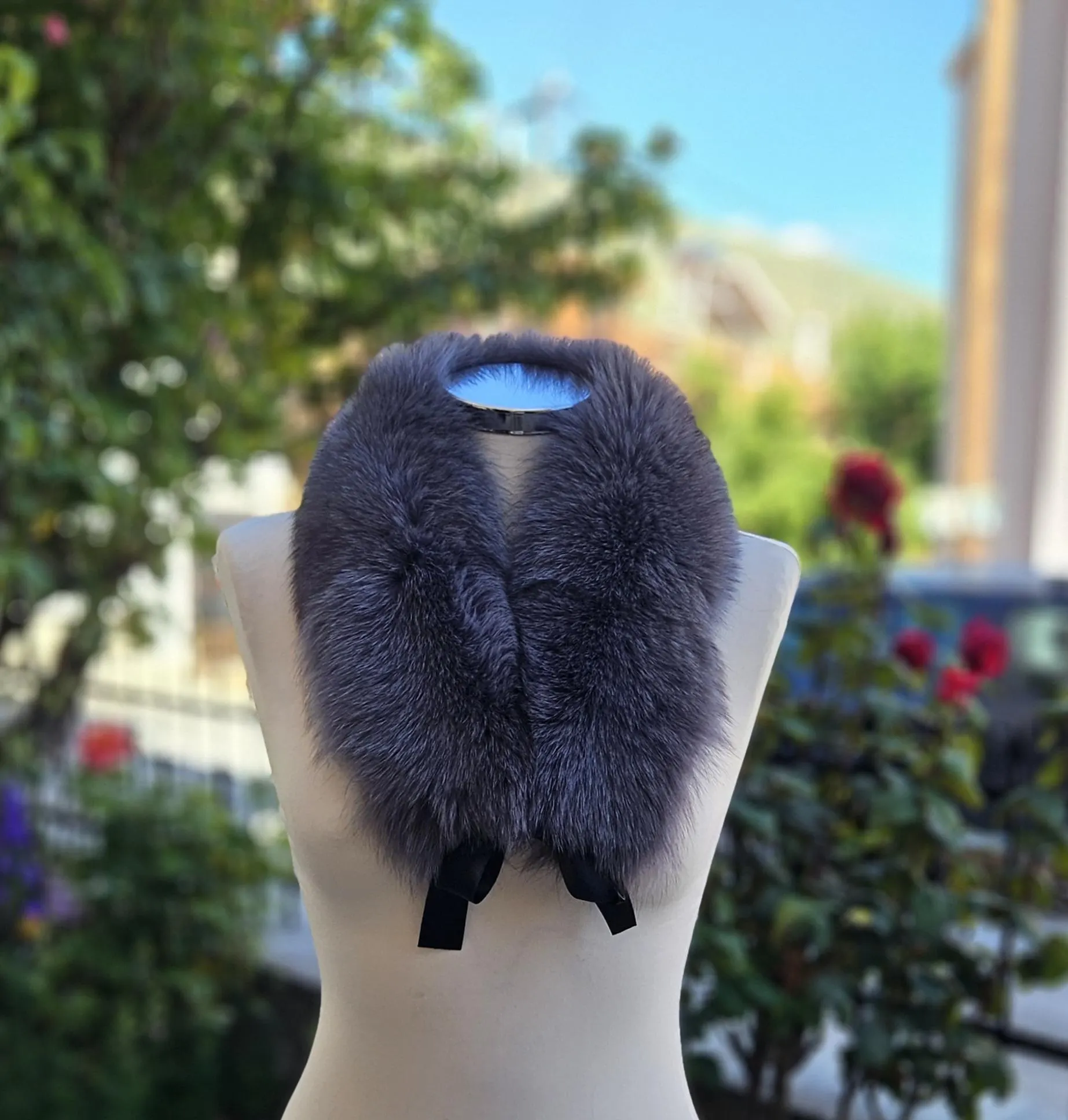 Real Fox Fur Collar with ribbon - Image 3