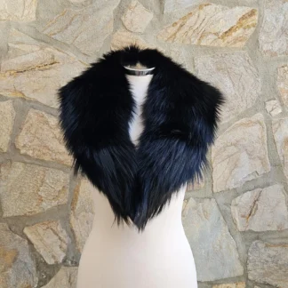 Real Fox Fur Collar in black color