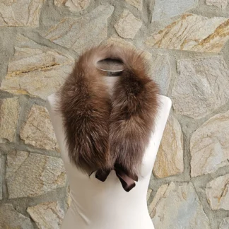 Real Fox Fur Collar with ribbon in crystal color