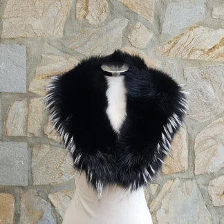 Real Fox Fur Collar in black color