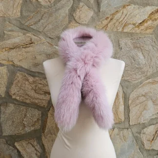 Real Fur Fox Scarf in pink color