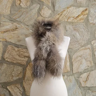Real Fur Fox Scarf in beige color