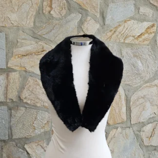 Real Mink Fur Collar in black color