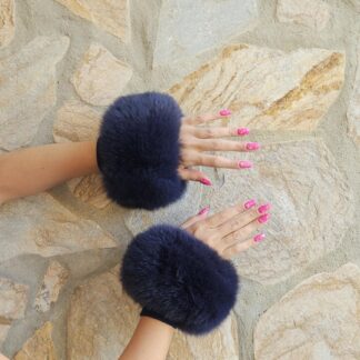 Real Fur Fox Cuffs in blue color