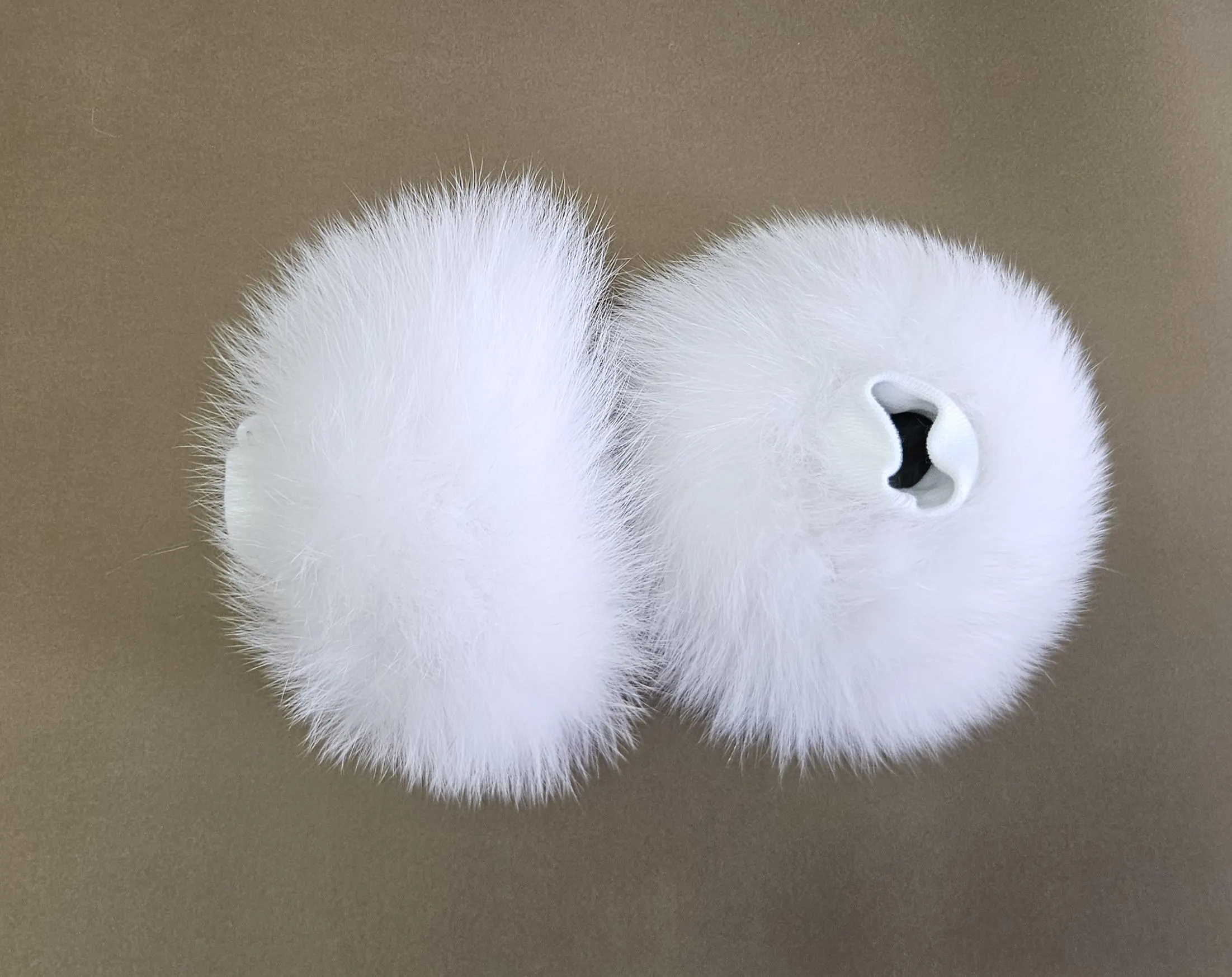 Real Fur Fox Cuffs in white color