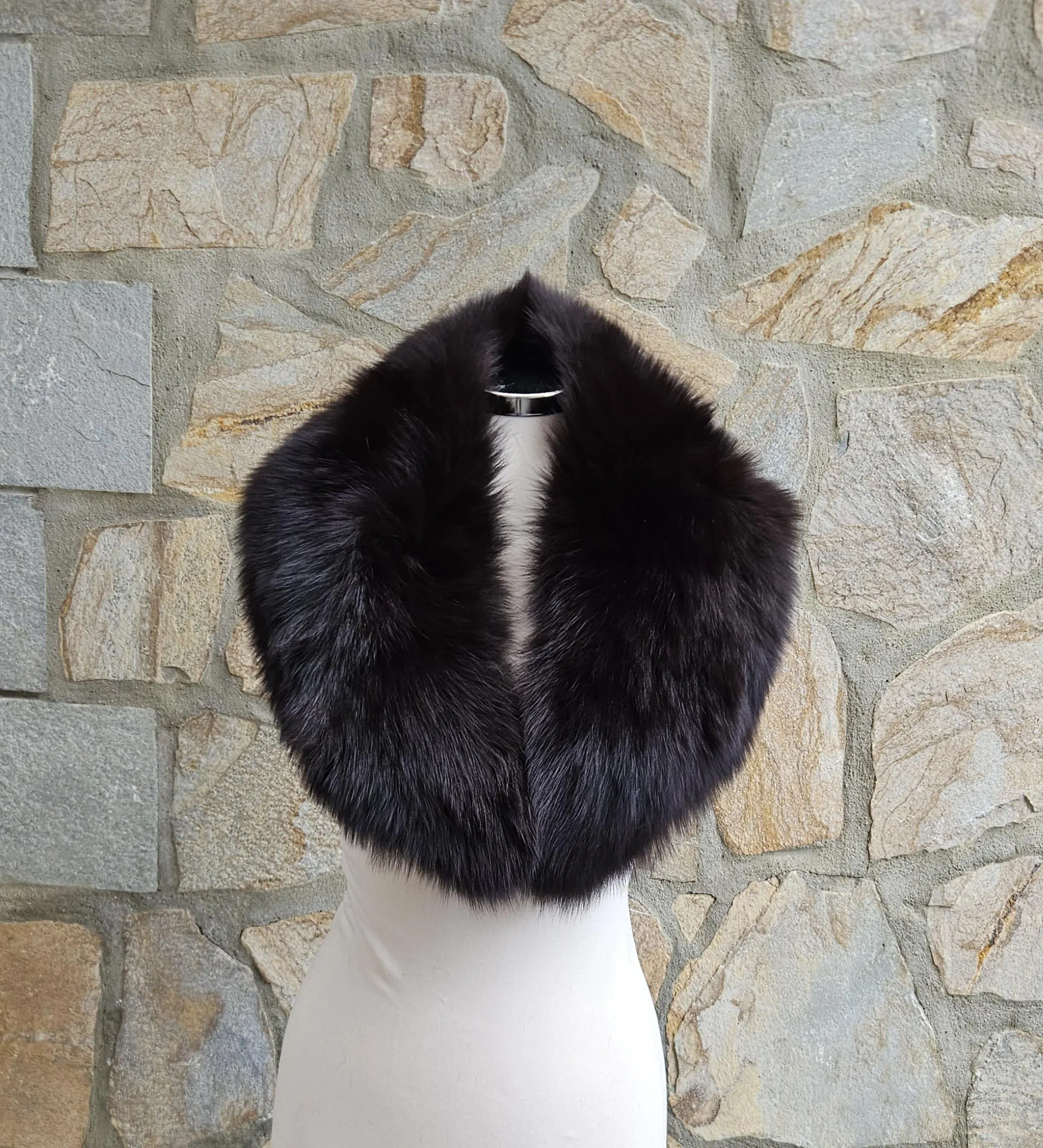 Real Fox Fur Collar in brown color