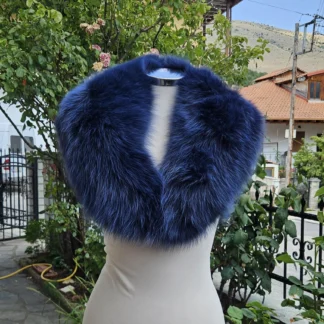 Real Fox Fur Collar in blue color