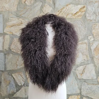 Real Mongolian Fur Collar in brown color