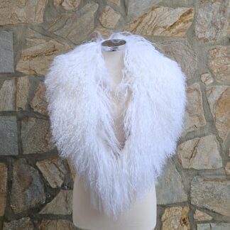 Real Mongolian Fur Collar in white color