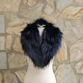 Real Fox Fur Collar in blue color