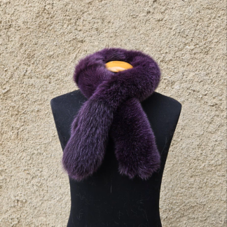 Real Fur Fox Scarf in purple color