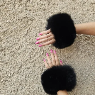 Real Fur Fox Cuffs in black color