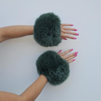 Real Fur Fox Cuffs in green color