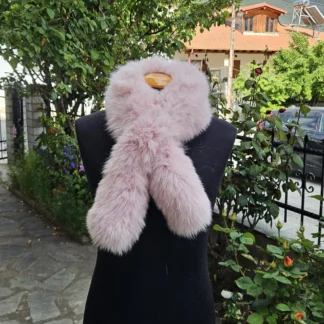 Real Fur Fox Scarf in pink color
