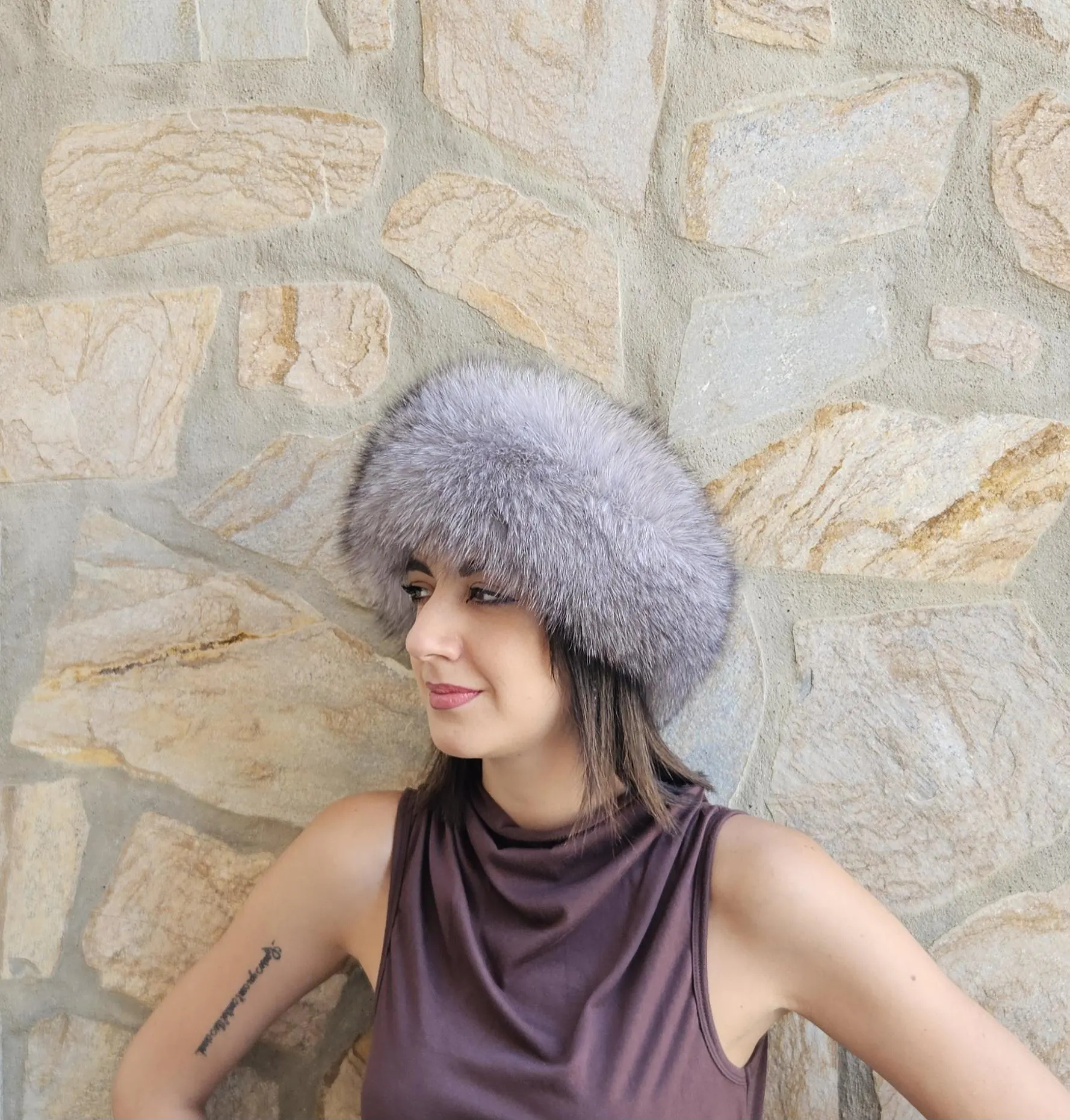 Real Fox Fur Headband in silver color the ideal Winter Earwarmer Accessory - Image 4