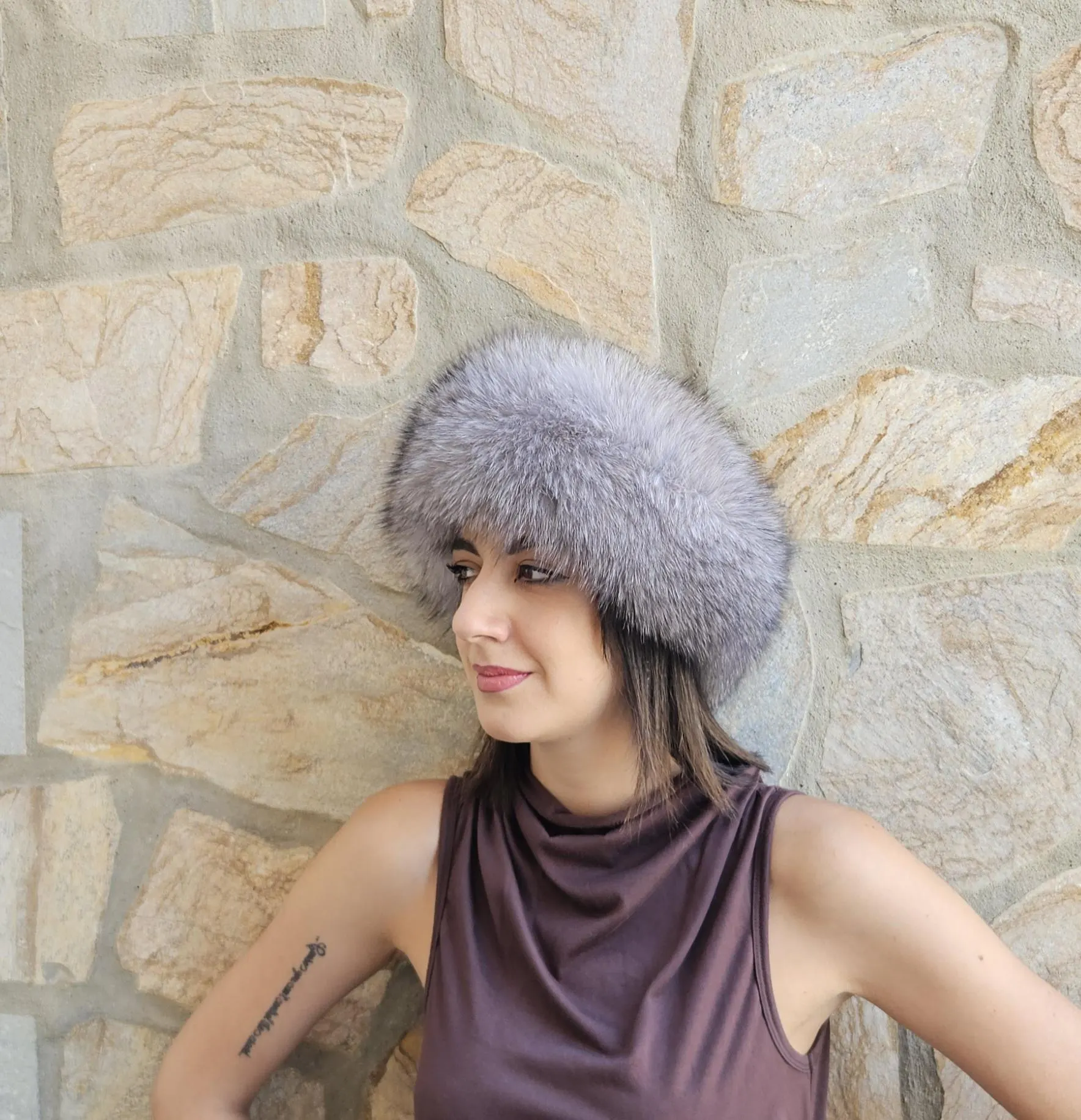 Real Fox Fur Headband in silver color the ideal Winter Earwarmer Accessory - Image 5