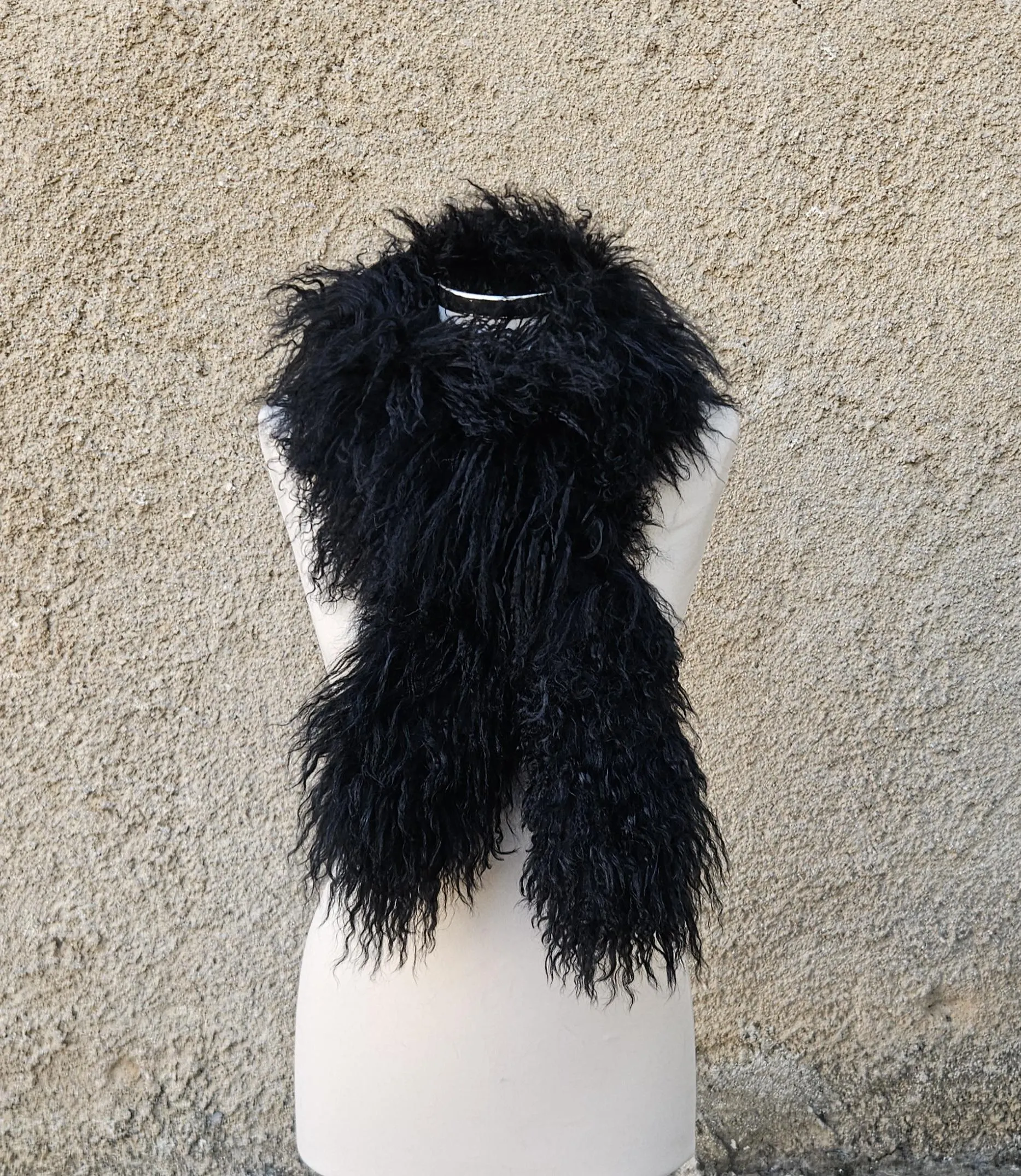 Real Mongolian Sheep Fur Scarf - Image 2