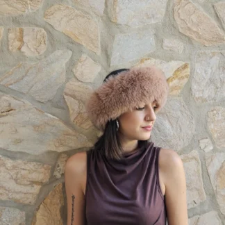 Real Fox Fur Headband in nude color the ideal Winter Earwarmer Accessory