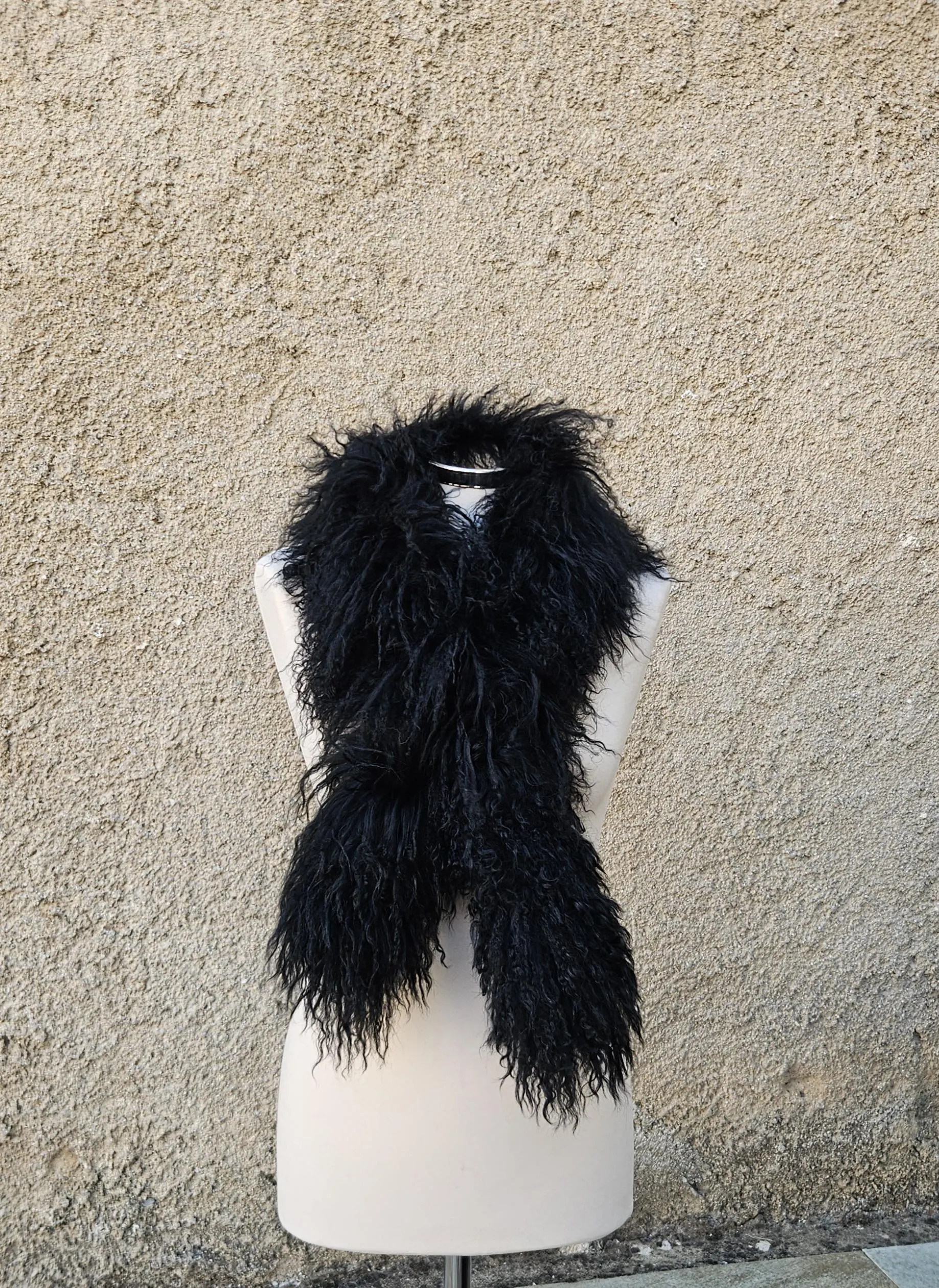 Real Mongolian Sheep Fur Scarf