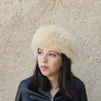 Real Fox Fur Headband in beige color the ideal Winter Earwarmer Accessory