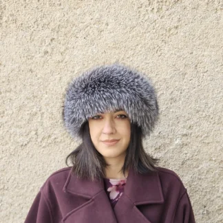Real Fox Fur Headband in silver color the ideal Winter Earwarmer Accessory