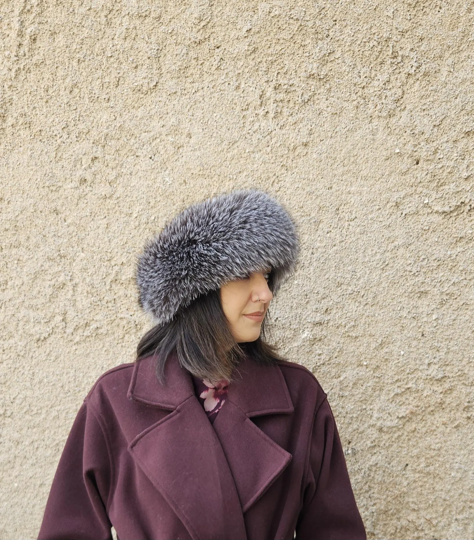 Real Fox Fur Headband in silver color the ideal Winter Earwarmer Accessory - Image 4