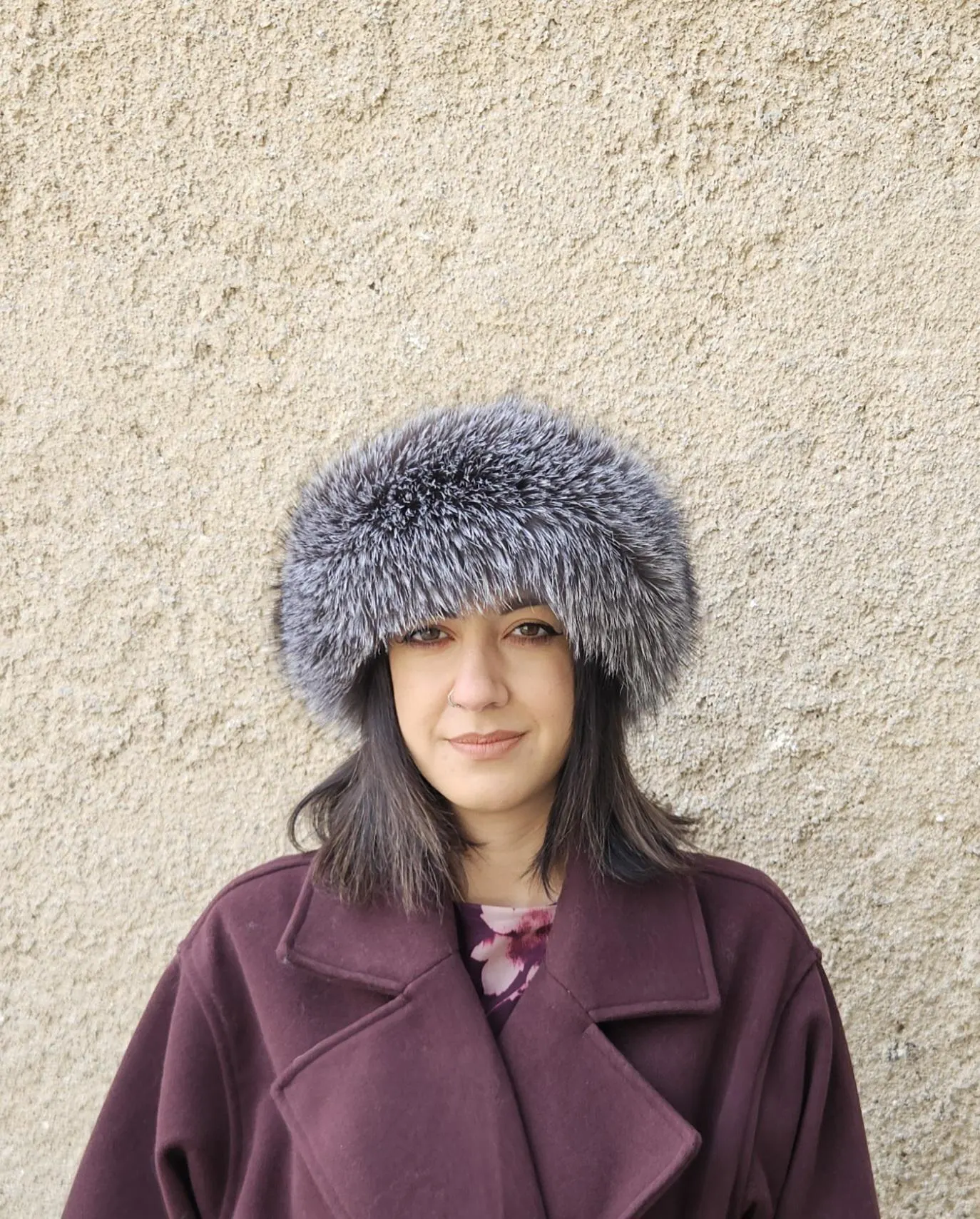 Real Fox Fur Headband in silver color the ideal Winter Earwarmer Accessory - Image 5