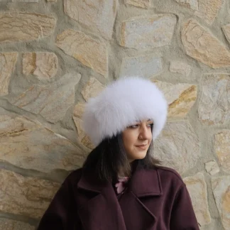 Real Fox Fur Headband in white color the ideal Winter Earwarmer Accessory