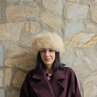 Real Fox Fur Headband in beige color the ideal Winter Earwarmer Accessory