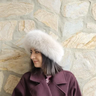 Real Fox Fur Headband in light beige color the ideal Winter Earwarmer Accessory
