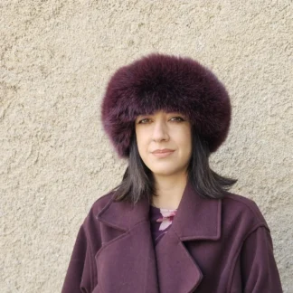 Real Fox Fur Headband in bordo color the ideal Winter Earwarmer Accessory