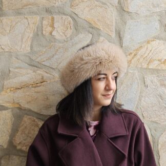 Real Fox Fur Headband in beige color the ideal Winter Earwarmer Accessory