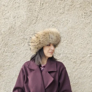 Real Finn Raccoon Fur Headband in beige color the ideal Winter Earwarmer Accessory