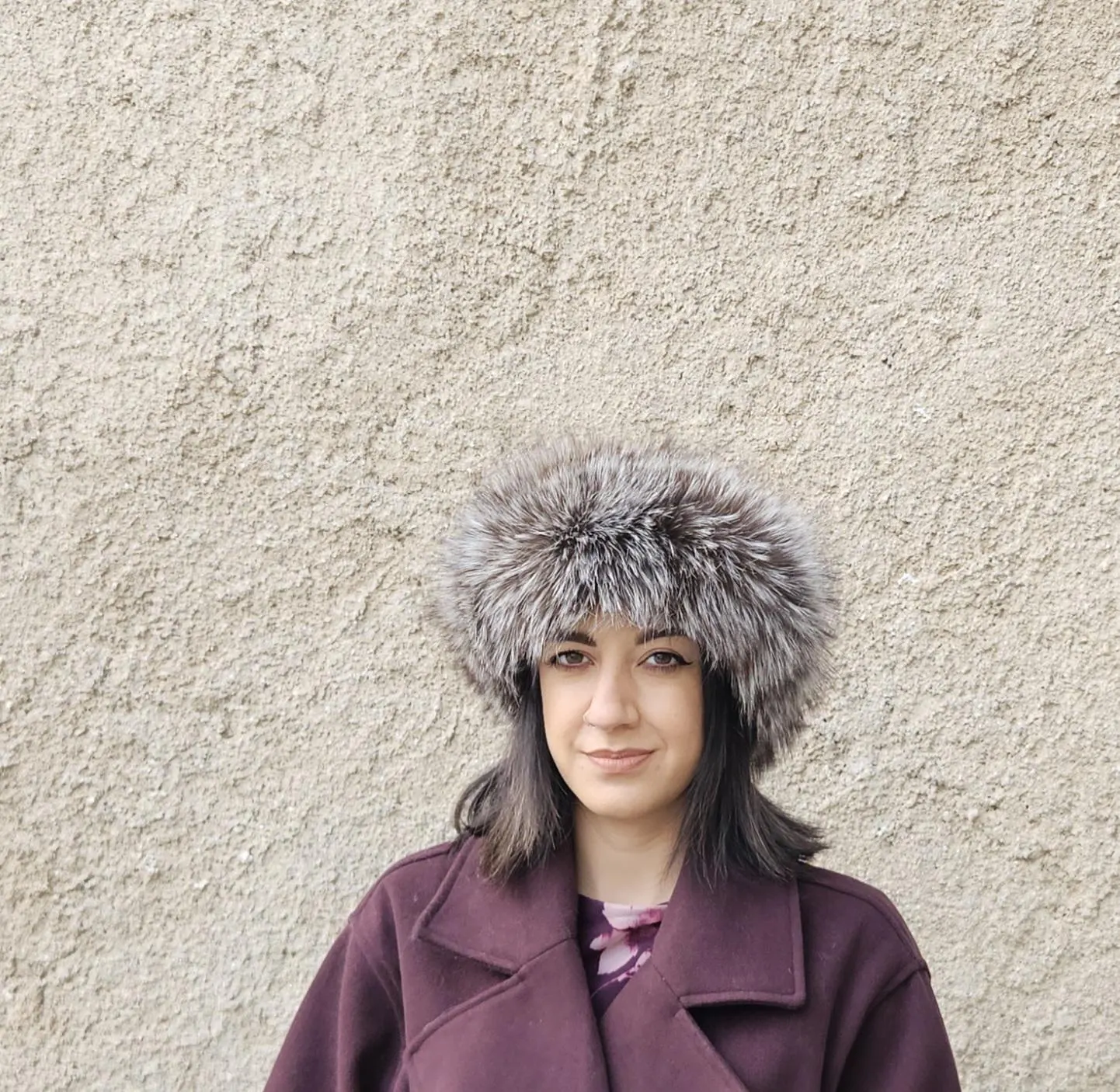 Real Fox Fur Headband in silver brown color the ideal Winter Earwarmer Accessory