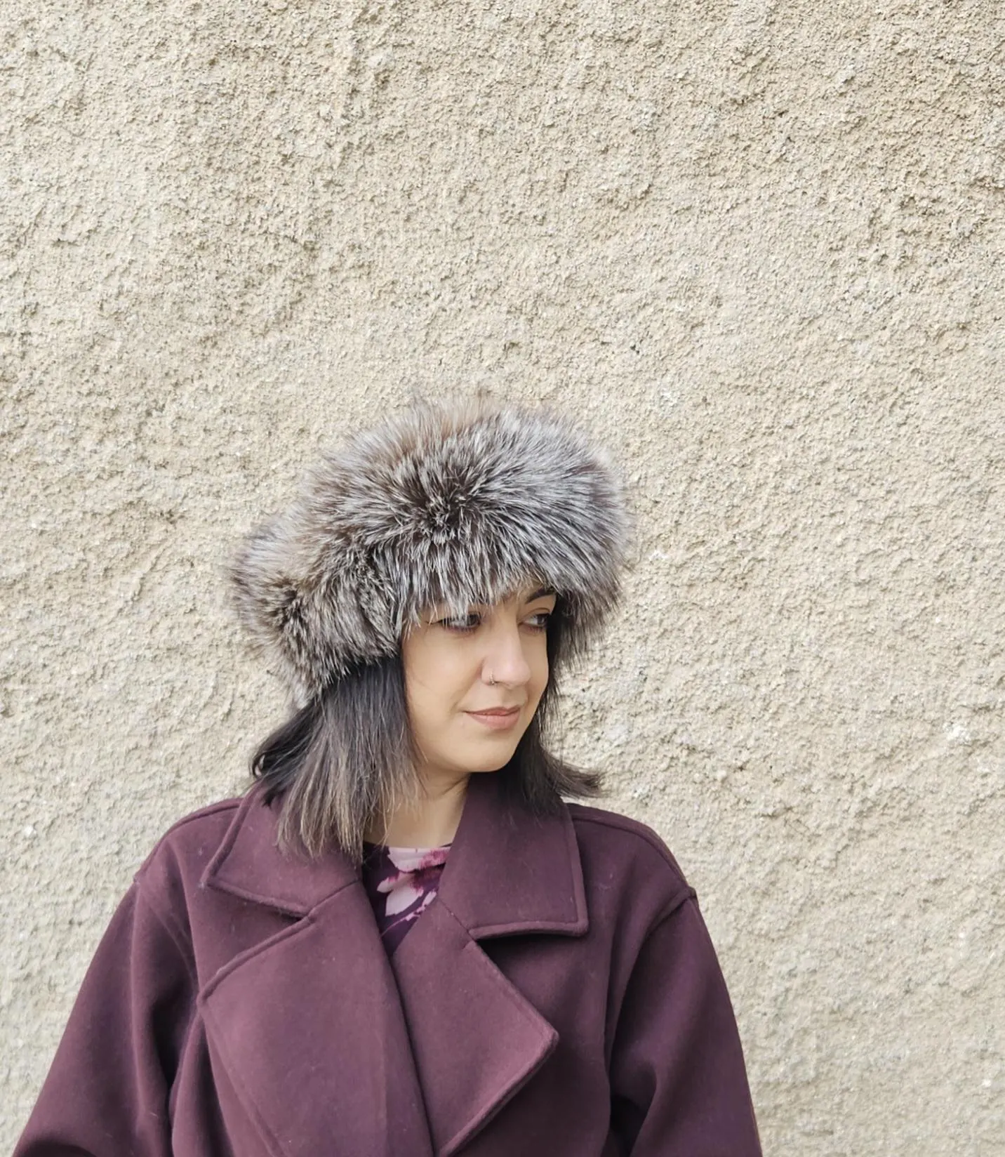 Real Fox Fur Headband in silver brown color the ideal Winter Earwarmer Accessory - Image 4