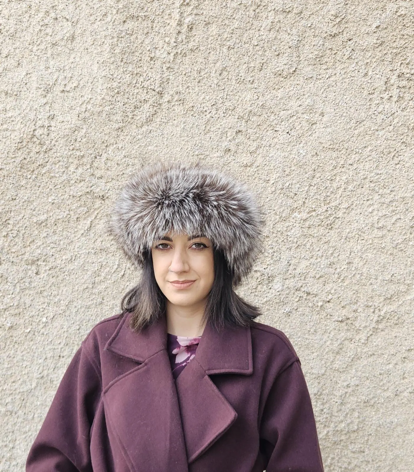 Real Fox Fur Headband in silver brown color the ideal Winter Earwarmer Accessory - Image 5